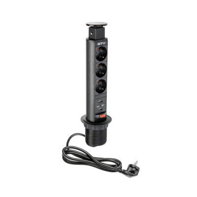 Elektrische Kolom 60mm 3st 230V Stopcontact 2st USB – Zwart in de groep Outlet bij Beslag Online (42304)