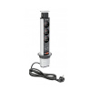 Elektrische Kolom 60mm 3st 230V Stopcontact 2st USB – Zilver
