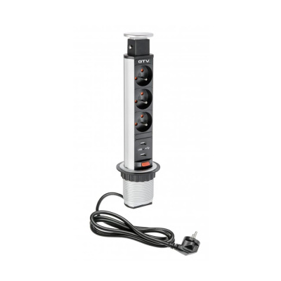 Elektrische Kolom 60mm 3st 230V Stopcontact 2st USB – Zilver in de groep Outlet bij Beslag Online (42305)