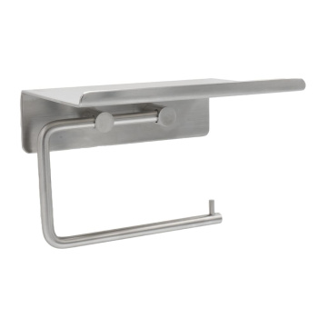 Base Toiletrolhouder Met Plank - Geborsteld RVS