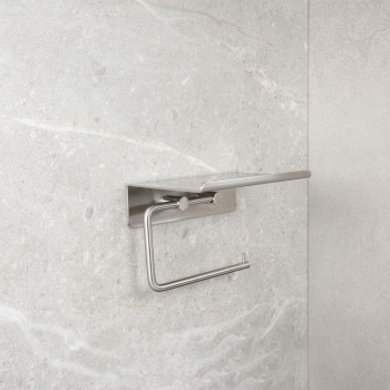 Base Toiletrolhouder Met Plank - Geborsteld RVS