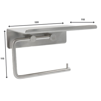 Base Toiletrolhouder Met Plank - Geborsteld RVS