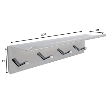 Badkamerplank Met Haakstrip Base - Chroom