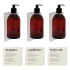 Douchepakket Premium - Chroom zeepdispenserset met bruine pompflacon, base-zeepdispenserhouder en labels in beige kleur