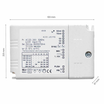 Aandrijvingen Drikon - Dimbaar - 350-700mA/12-24V