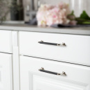 Handgreep 1353 - Vernikkeld/Zwart Leer Omwikkeld