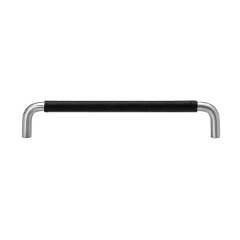 Handgreep SS-A - Roestvrij/Zwart Leer Omwikkeld